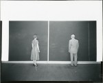 Barnett Newman and unidentified woman standing in front of Cathedra (1951) in his Front Street studio, New York, 1958. Photograph by Peter A. Juley & Son.